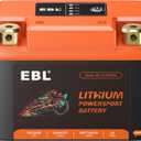 EBL Lithium YTX4L-BS, 75CCA Lithium LiFePO4 Motorcycle Battery, 12V 2.5Ah ATV, UTV, Jet Ski, 4 Wheeler, Quad, Riding Lawn Mower, Tractor, Scooter, PWC, Seadoo, Polaris and Generator Battery