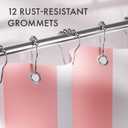 AmazerBath Pink Vertical Stripes Shower Curtain, Cute Pink Stripe Bathroom Shower Curtain with 12 Shower Curtain Hooks, Rustic Fabric Pink and White, 72x72 Inches