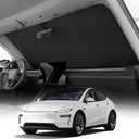 REEVAA 2026 3rd Pro Windshield Sunshade for 2019-2026 Tesla Model Y (Juniper) | Dual-Layer Heat & Sun Defense, OEM Design | Foldable Sun Shade Car Accessories with Storage Bag