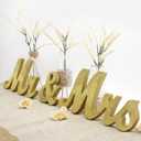Wooden Mr & Mrs Sign, Rustic Mr. & Mrs. Letters Wedding Signs for Wedding Table, Miss Mr. Decoration for Photo Props/Party Table/Anniversary/Valentine's Day/Wedding & Engagement, Golden