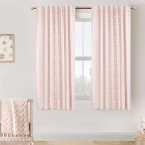 Kids Curtains for Bedroom Girls,Blackout Light Blush Pink Floral Boho Black Out Beautiful Pastel Curtains for Baby Room Playroom 63 Inch Length (50"W x 63"L (Pack of 2))