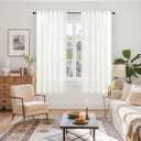 YoungsTex Ivory White Linen Curtains 63 Inch Length for Living Room, Semi Sheer Window Drapes Light Filtering Textured with Rod Pocket Back Tab for Bedroom, 2 Panels, 42 X 63 Inch