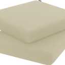 Favoyard Outdoor Chair Cushion 19 x 19 x 3 Inch Rainproof & 3-Year Fade Resistant Patio Furniture Cushions with Removable Cover and Adjustable Ties for Garden Sofa Couch Pads Set of 2, Beige