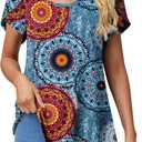 DILIUXING Women's Short Sleeve Tunic Tops Summer Casual T-Shirts Crew Neck Loose Basic Daily Blouse (M)