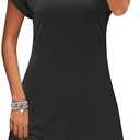 PLOKNRD Women's Casual Dress Summer Short Sleeve T-Shirt Dress Crew Neck Basic Dresses 2025, Large