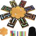 Marble Board Game,Wooden Board Game for 6-8 Players,Portable Design Marble Game with 32 Marbles 16 Dice, Family Game Night Gift for Kids & Adults