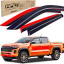Outside-Mount Rain Guards Window Visors for 2023-2026 Chevrolet Colorado Crew Cab & GMC Canyon Crew Cab Wind Vent Deflector Truck Accessories Dark Smoke 4-Piece Set with Thicker