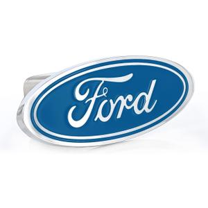 Ford Blue Oval Solid Brass Hitch Cover Plug with 2" inch Stainless Steel Post