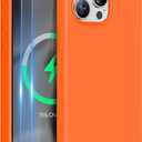 Miracase Designed for iPhone 11 Phone Case, with Screen Protector, Liquid Silicone Gel Rubber Full Body Drop Protection Shockproof Cover Phone Case for iPhone 11 6.1 inch (Dark Gray) (Orange Magnetic)