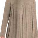 Women's Plus Size Tunic Top Long Sleeve Pleated Swing Shirt for Leggings Casual Fall Blouse, Size 3XL