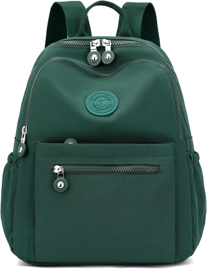 Tanweibago Mini Nylon Women Backpacks,11L Small Ladies backpacks Casual Lightweight Women Shopping Travel Daypack (Dark Green)