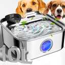 Oneisall Dog Water Fountain for Large Dogs, 10L/2.6Gal Stainless Steel Automatic Dog Water Bowl Dispenser with Deeper, Wider Drinking Area, Water Window & Triple Filtration for Large Dogs & Multi-Pet
