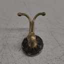 Antique Brass Towel Hook, Wall Mounted Bathroom Hook for Clothing & Robe Hanger, Screws Install Shower Wall Hook, Vintage Gold Brass Petal-Relief Series Longhorn Double Hook