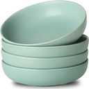 Stoneware Pasta Bowls, 34 oz Salad Bowls Set of 4, Large Kitchen Bowls for Pasta, Salad, Dinner, Ceramic Bowl Plates for Farmhouse Gift, Microwave & Dishwasher Safe, Matte Turquoise
