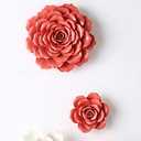 Rose Ceramic Flower Wall Dcor Artificial 3D Flower Wall Art for Living Room Home Hallway Bedroom Kitchen Farmhouse Bathroom Dining Room, White, 3.54 inch