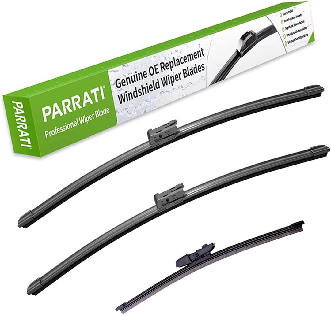 PARRATI® High Performance Premium All-Season Automotive Windshield Wipers with Rear Wiper Blades Replacement for 2015-2020 VW Golf GTI e-Golf,Easy to Install 26"+18"+11''(Set of 3)