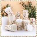 60 Pack Vintage Floral Coffee Cup with Lids Sleeves, 12oz Spring Insulated To Go Coffee Cup Tea Party Cups Disposable Wildflower Paper Cups for Mother's Day Wedding Birthday Baby Shower Party Supplies