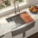 Farmhouse Sink 33 Inch, 33x22 Inch Apron Front Farmhouse Kitchen Sink, 16 Gauge Stainless Steel Undermount Ledge Workstation Deep Single Bowl Luxury Rustic Farm Sinks with All Accessories
