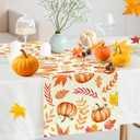 2 x ACZHHZC Pumpkin Fall Table Runner, Maple Leaf Autumn Thanksgiving Kitchen Dining Table Decorations for Home Party Decor (Orange 2, 13x72 Inches)