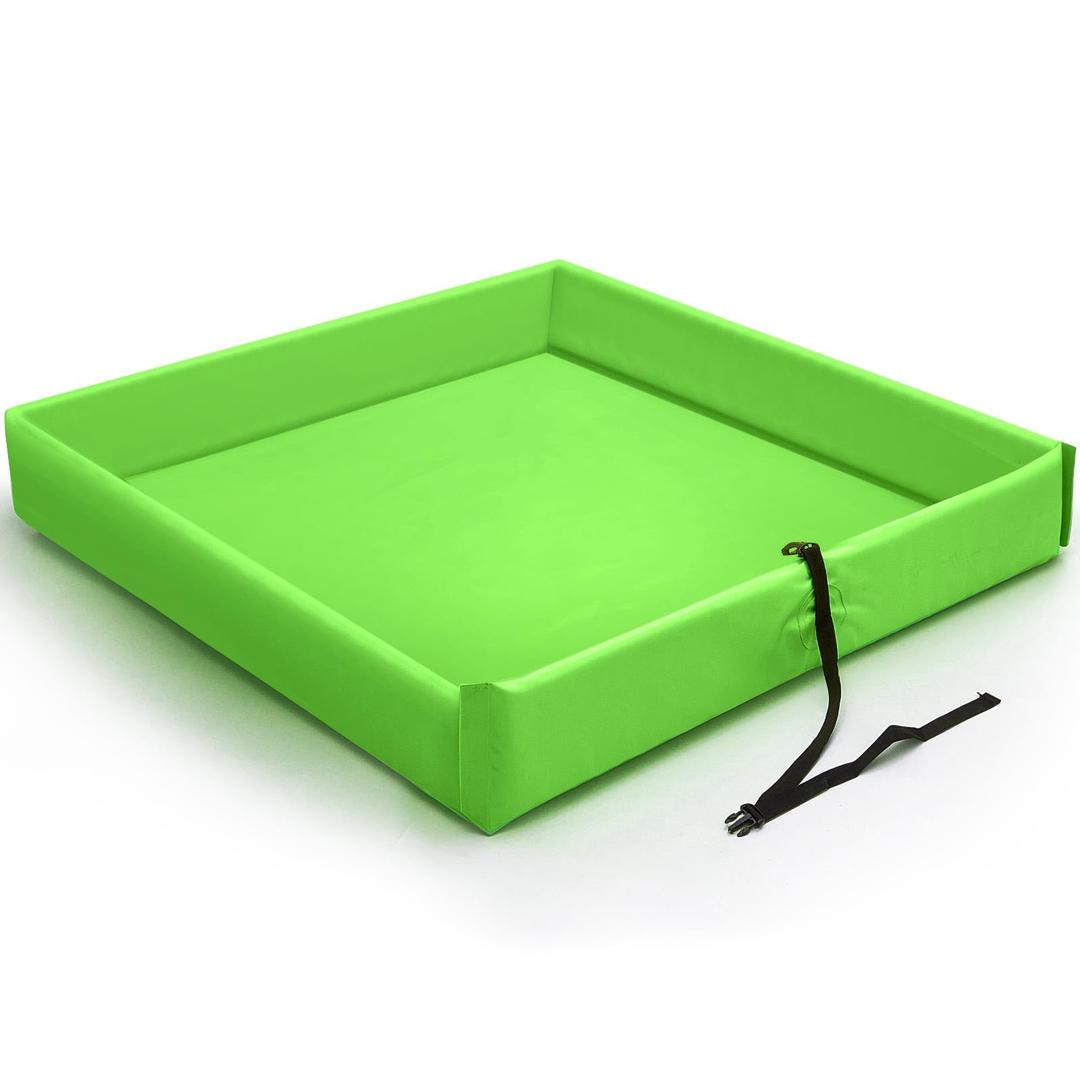 Wettarn 1 Pcs Folding Duck Pond 5' x 5' Portable Spill Containment Berm Wall Containment Berm (Green)