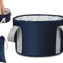 Foot Soaking Tub Collapsible Bucket with Handle 4.7 Gallon/18 L Portable Wash Bag for Fishing, Traveling, and Camping - Navy Blue