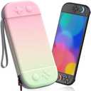 STARTRC GAMES Slim Carrying Case for Nintendo Switch 2 2025, Hard Shell Travel Case with 12 Game Card Slots, Portable Carry Bag for Switch 2 Console Pink & Green