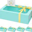 Large Gift Box with Window, 13.5x9x4.3 In Turquoise Gift Box for Presents Magnetic Lids Collapsible for Bridesmaid Proposal Box, Wedding, Birthday, Christmas, Contains Card, Ribbon (5 PACK)