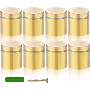 Eagles Gold Standoffs, 8PCS 1 x1 inch Wall Standoff Holders Screws Mount Hardware Advertising Glass Acrylic Standoff Stainless Steel Nail, 25x25mm/Gold