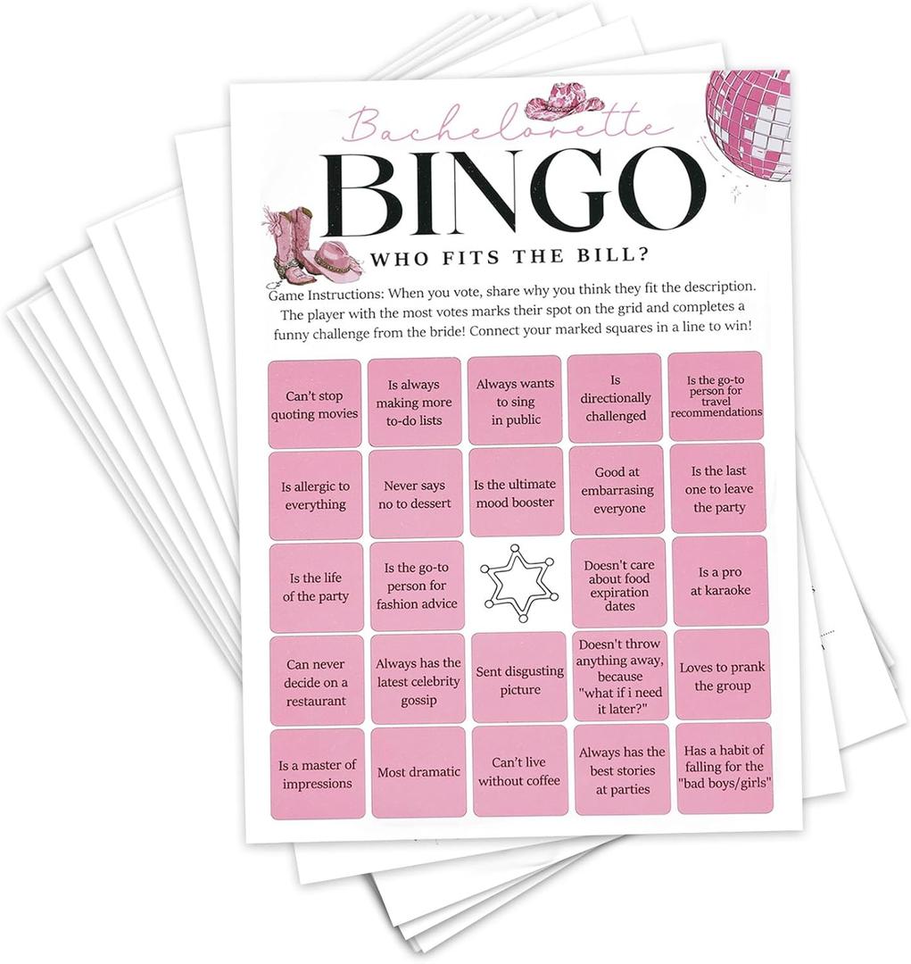 Bridal Shower Game Bingo Bachelorette Party Games Last Rodeo Wedding Shower Find the Guest Cowgirl 50 Guests