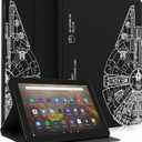 for Amazon Kindle Fire HD 10/10 Plus Tablet Case 13th/11th Generation for Women Girls Kids Boys Men Folio Cover Cute Fashion Design Black Unique Cool Teens Cases for Kindle Fire 10.1 Inch (2-Black Rotary Gear)