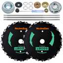 2-Set 9 x 20T Chainsaw Tooth Brush Cutter Blades Weed Trimmer Eater Blade with Universal Adapter Kits, 3 Assorted Round Files, 4 Washers for Brush Cutters, String Trimmers, and Weed Wreckers