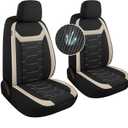 Breathable Car Seat Covers 2 Front Set, 3D Air-Mesh Seat Covers for Cars, Airbag Compatible Car Interior Covers Universal for Most Cars Sedan Truck SUV(Black/Beige)