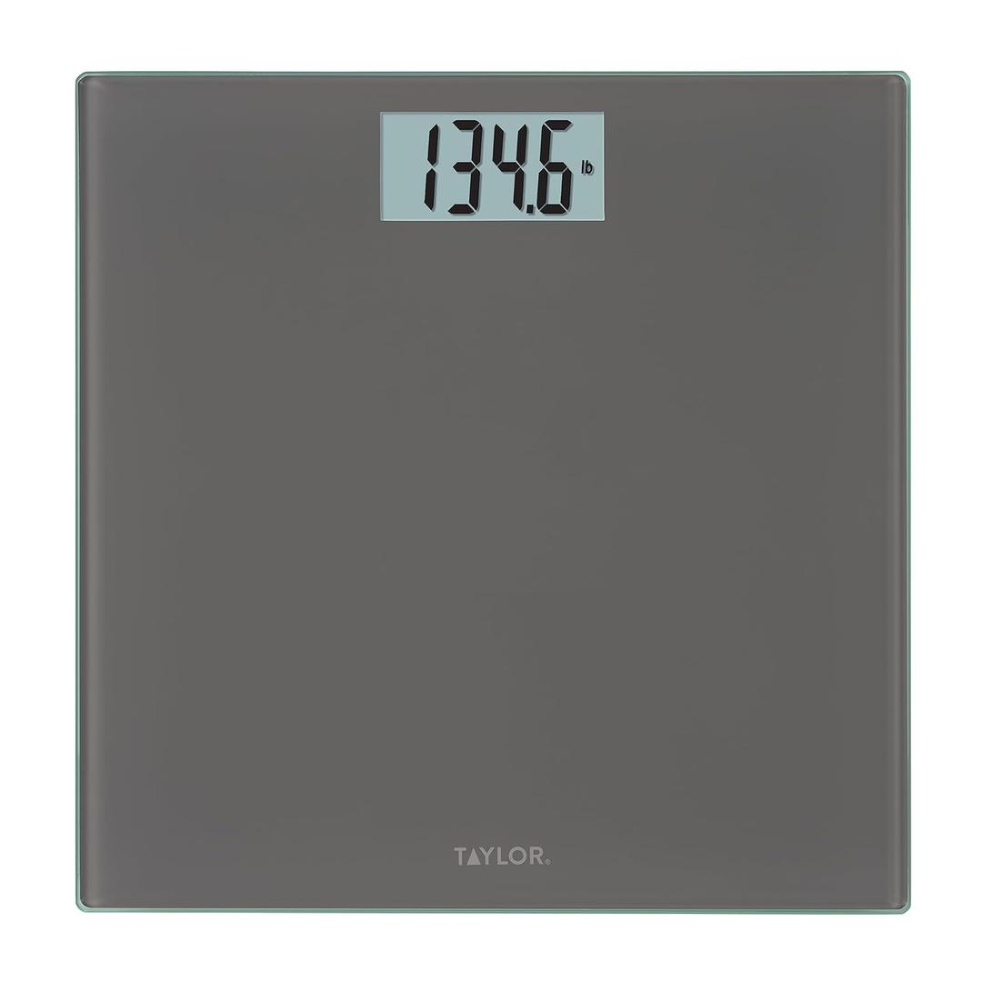 Taylor Smart Bathroom Scale with Precision Hub App, Digital Body Weight Scale, 400 lb Capacity, 8 User Profiles, Smart App Connectivity, Sync to 3rd Party Apps, BMI Tracking, Glass Platform, Charcoal (11.8 x 11.8 Inches)