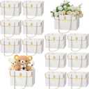 Lincia 12 Pcs Mother's Day White Flower Box Wedding Flower Paper Gift Bag Bouquet Boxes with Handle Boxes for Arrangements Bouquet Wrapping Paper for Mother's Day Wedding Baby Shower