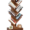 8 Tier Tree Bookshelf with Drawer, Free Standing Wood Bookcase for Narrow Space, Storage Organizer Bookshelves for Books, Book Case for Home Office, Living Room, Bedroom, Rustic Brown