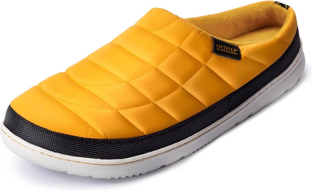 LazyStep Men's Slip on Slippers Indoor Outdoor House Shoes Memory Foam Clogs for Men (Yellow, M)