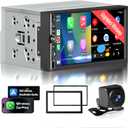 Double Din Car Stereo with Wireless Apple CarPlay & Android Auto 7" IPS Screen, Car Play Radio Audio, 240W, Bluetooth, AHD Backup Camera, USB-C Fast Charging, 16-Band EQ, SWC, MirrorLink