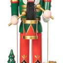 Cabilock Christmas Nutcracker Music Box Figures: Wooden Nutcracker Soldier Toy Handmade Figures Christmas s Soldiers Wind up Musical Box Clockwork Music for Tables