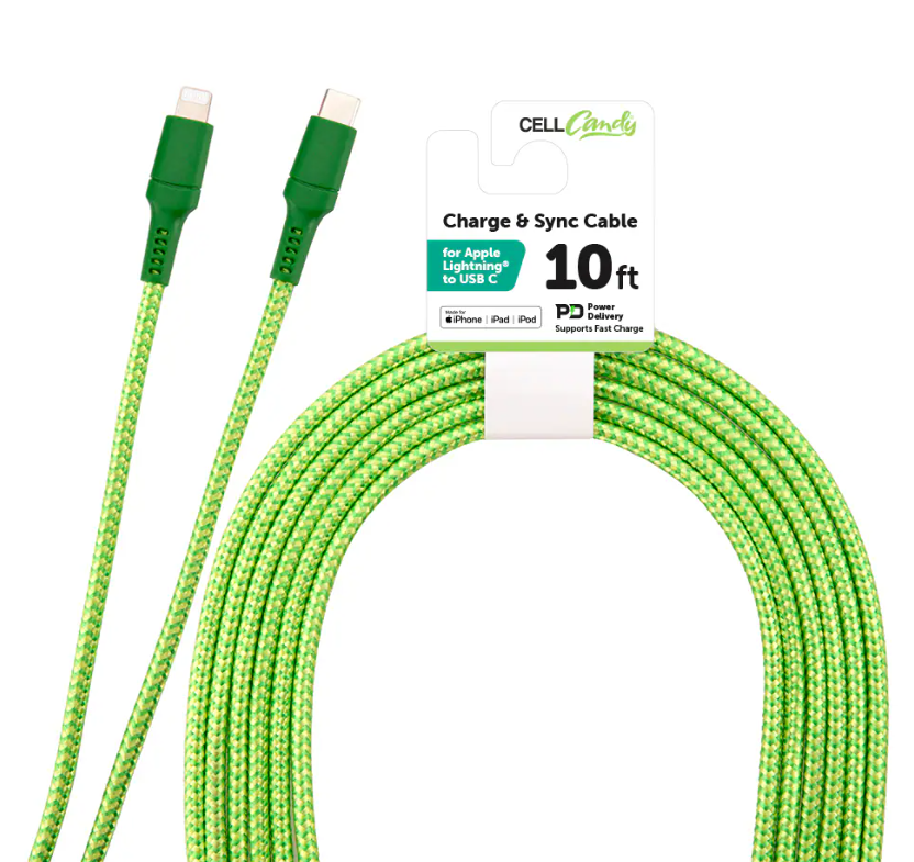 CELLCandy® Apple Lightning Charge and Sync Cable - Green