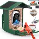 Bird Feeder with Camera Solar Powered, AI Identify & Auto Capture with 32GB Card, 2K HD Live Video Smart Bird Feeder Camera Instant Notifications in Backyard, Gift for Bird Lovers (Green)