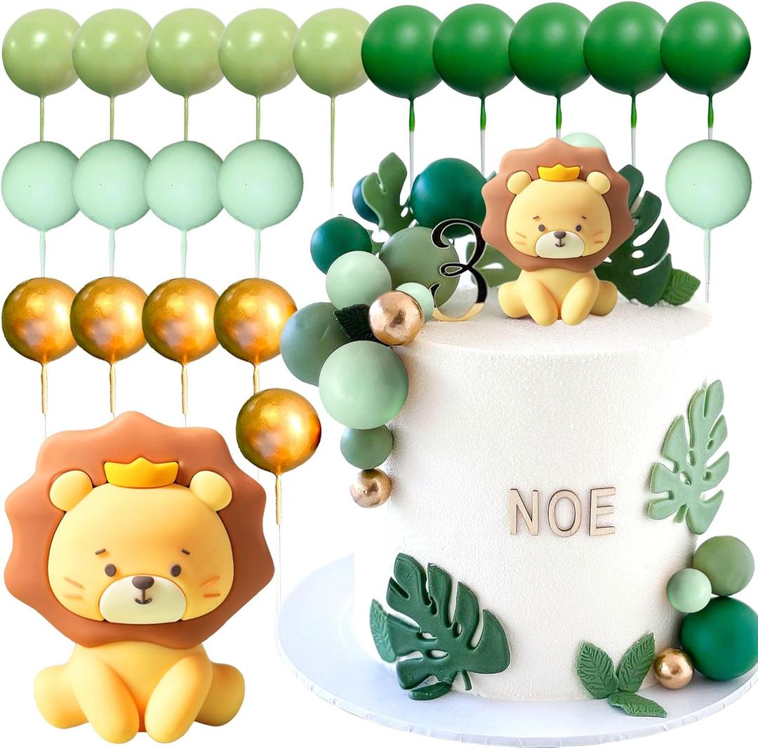 JeVenis Lion Cake Topper Lion Decorations Safari Animal Cake Toppers Wild One Cake Topper Jungle Baby Shower Decoration