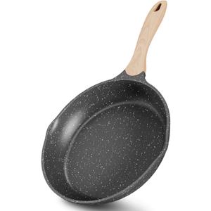 JEETEE 8 Inch Nonstick Frying Pan, Stone Coating Cookware, Nonstick Omelette Pan with Heat-Resistant Handle, Induction Skillet for Eggs (Grey) (Gray)