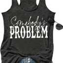 AEARGIV Womens Somebody's Problem Tank Tops Country Music Tees Western Cowboy Cowgirl Shirt (Medium, Dark Grey 1)
