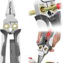 GADO Pro 8-in-1 Wire Stripper/Cutter with Voltage Tester & Dual Alarms - Heavy Duty 12-250V AC/DC Electrical Tester for Hot/Neutral Wires - Electrician, HVAC, Car Repair Tool (Gray)