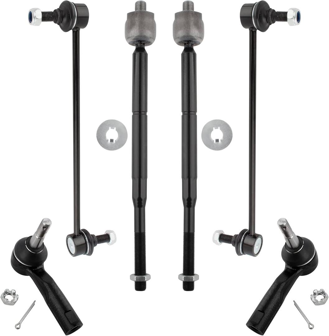 6Pcs Front Inner Outer Tie Rods End Links + Sway Bar Fit For Chevrolet Cobalt 2005-10, HHR 2006-11, For Pontiac G5 07-10, Pursuit 2005-2006, For Saturn Ion 2003-2007 K80252 ES800030 EV80445
