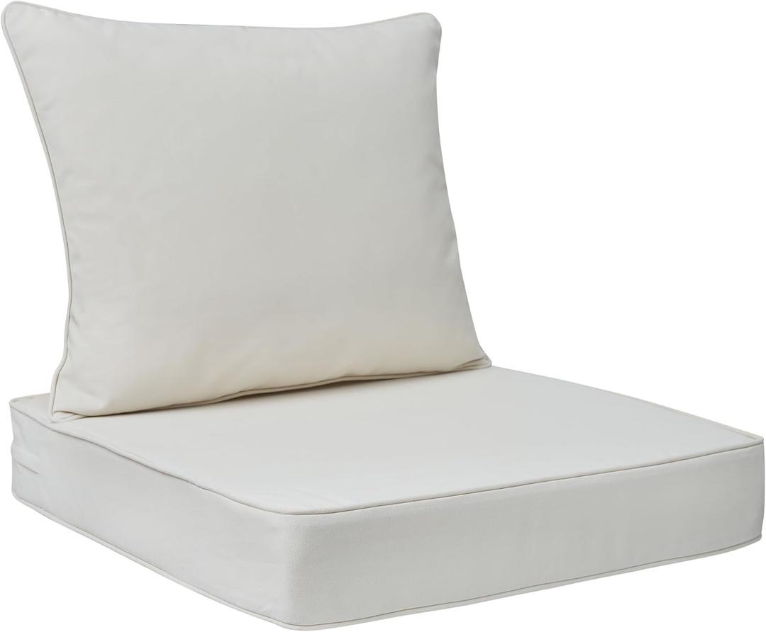 FUNHOME Outdoor Seat Cushion Set 24 x 24 x 4 Inch,Water Resistant Outdoor Chair Cushions for Patio Furniture,Thick Deep Seating Pads for Outside Chair Sofa Couch, Cream Beige