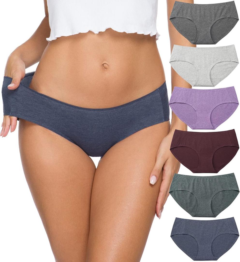 Altheanray Womens Underwear Cotton Underwear for Women Seamless Hipster Bikini Briefs Panties 6 Pack (Medium)