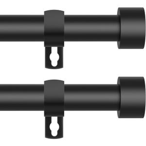 Barras de cortina negras para ventanas de 28 a 48 pulgadas, paquete de 2 barras de cortina pequeas de 5/8 pulgadas de dimetro, barras de cortina resistentes con soportes para dormitorio, sala de (Negro)