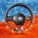 Heated Steering Wheel Cover - WARMITORY Luxury Steering Wheel Heater, 12V Quick Hand Warmer, 14.5-15 inches Outer Diameter for Standard-Size Car Steering Wheels, Black (Leatheret PU)