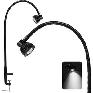 Hersi 5w 30Long Swing Arm 110v/220v Desk Lamp Metal Architect LED Task Light with Clamp, Adjustable Folding Twin-Arm Clip-on Table Lamp,Black